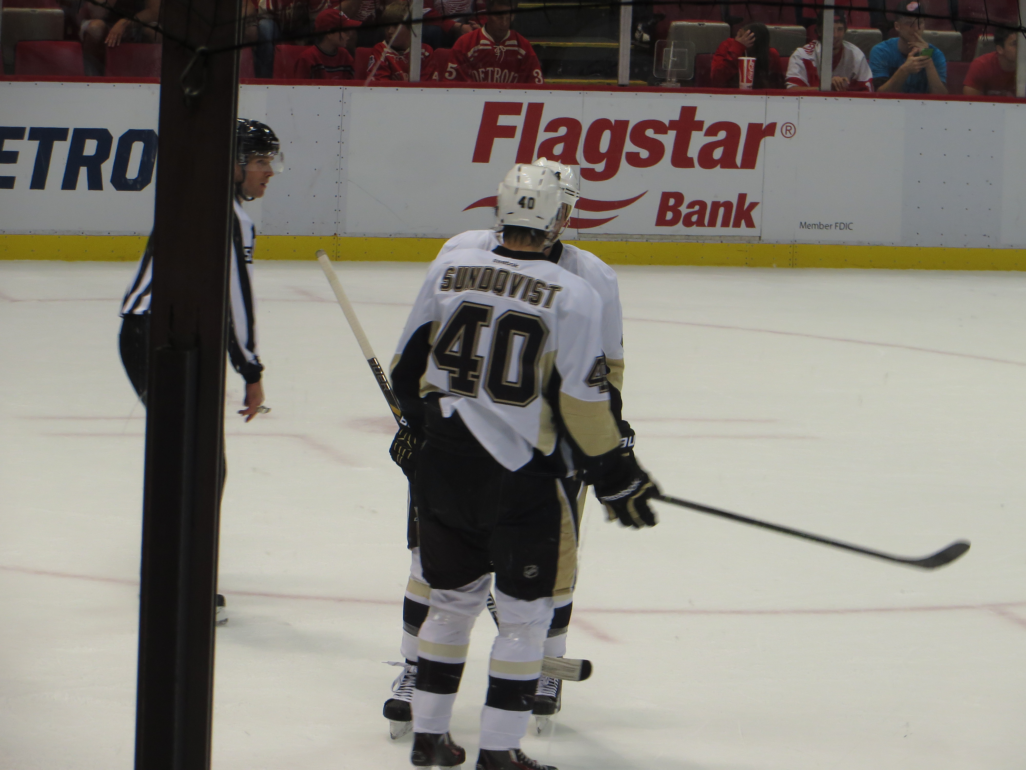 Oskar Sundqvist, Bonus Experimental 3x3 Overtime Period, Detroit Red Wings vs. Pittsburgh Penguins, Joe Louis Arena, Detroit, Michigan (2171